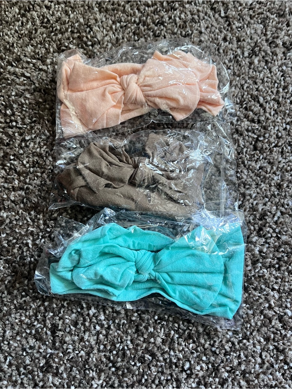 3-Pack Baby Knotted Headband Set - Peach, Brown, Teal